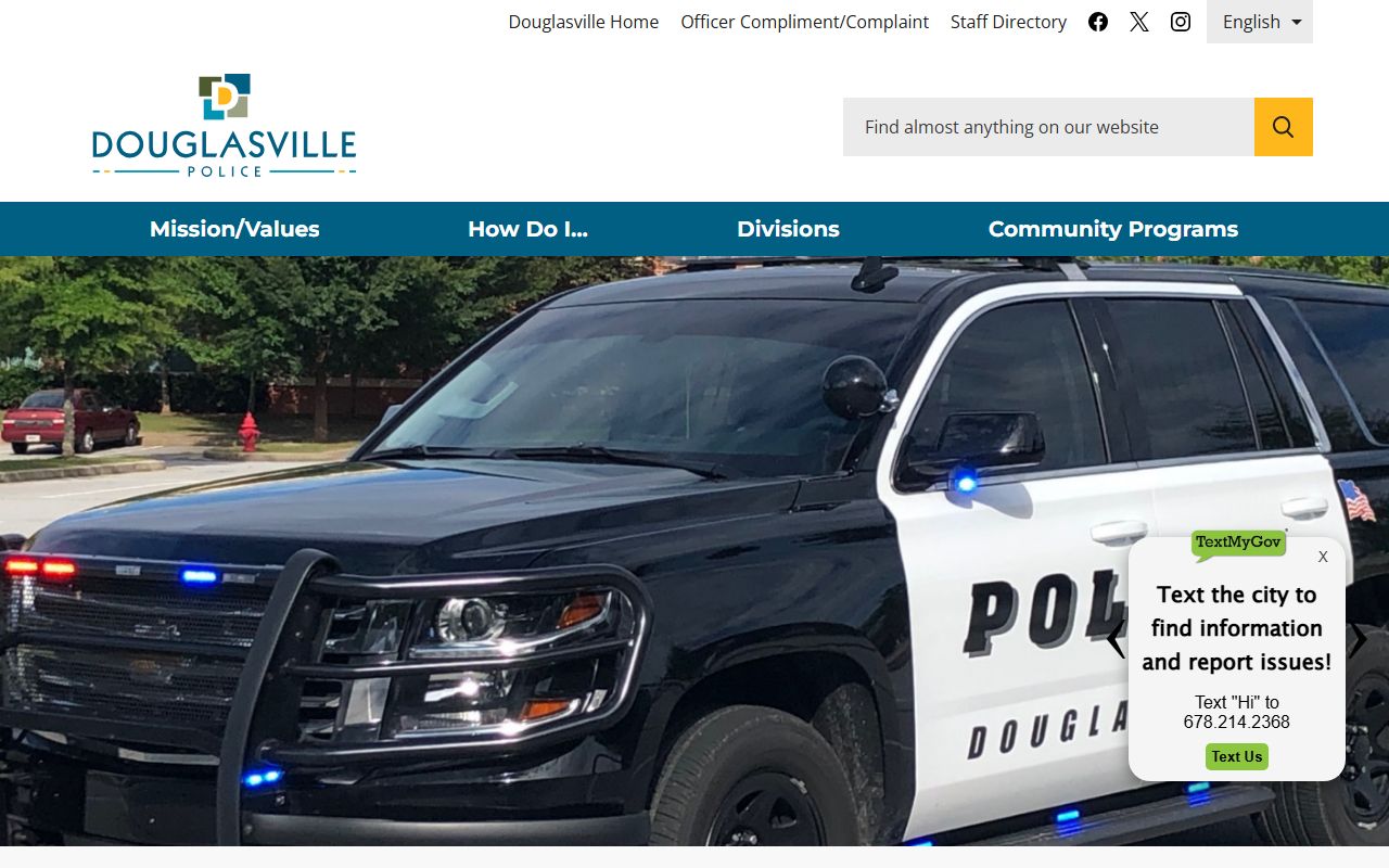 Douglasville Police Department website homepage