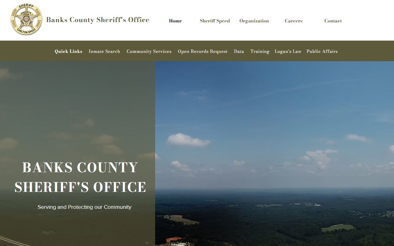 Banks County Sheriff homepage for police records