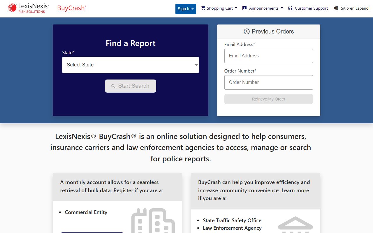 BuyCrash LexisNexis portal for Georgia police accident reports